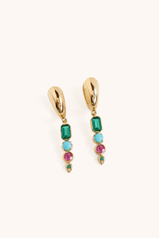 Mixed Gem - Drop Earrings