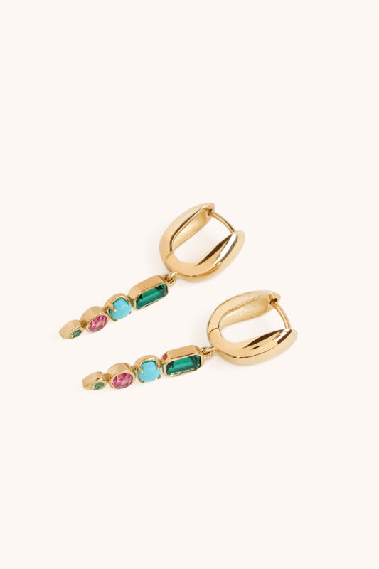 Mixed Gem - Drop Earrings